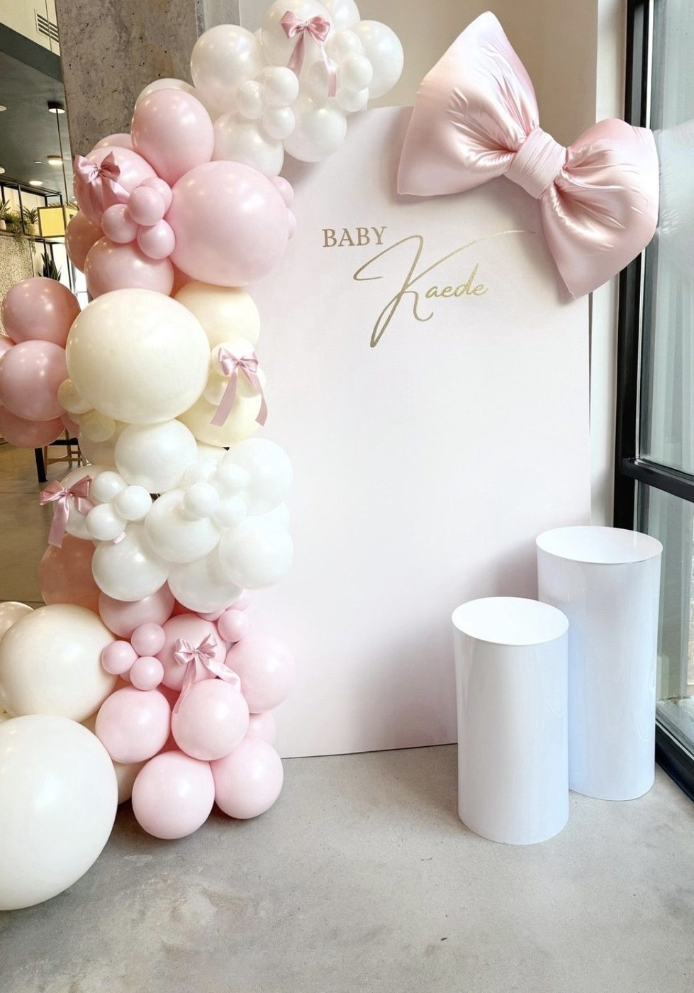 Blush Bow Name Backdrop