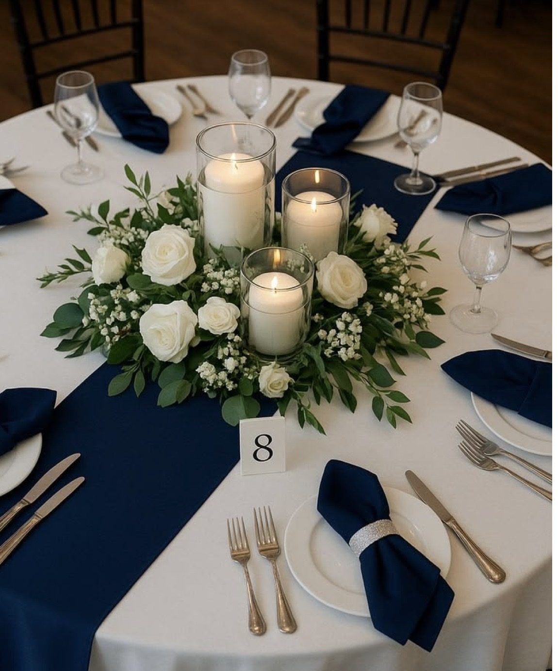 Navy & White Reception Centerpiece