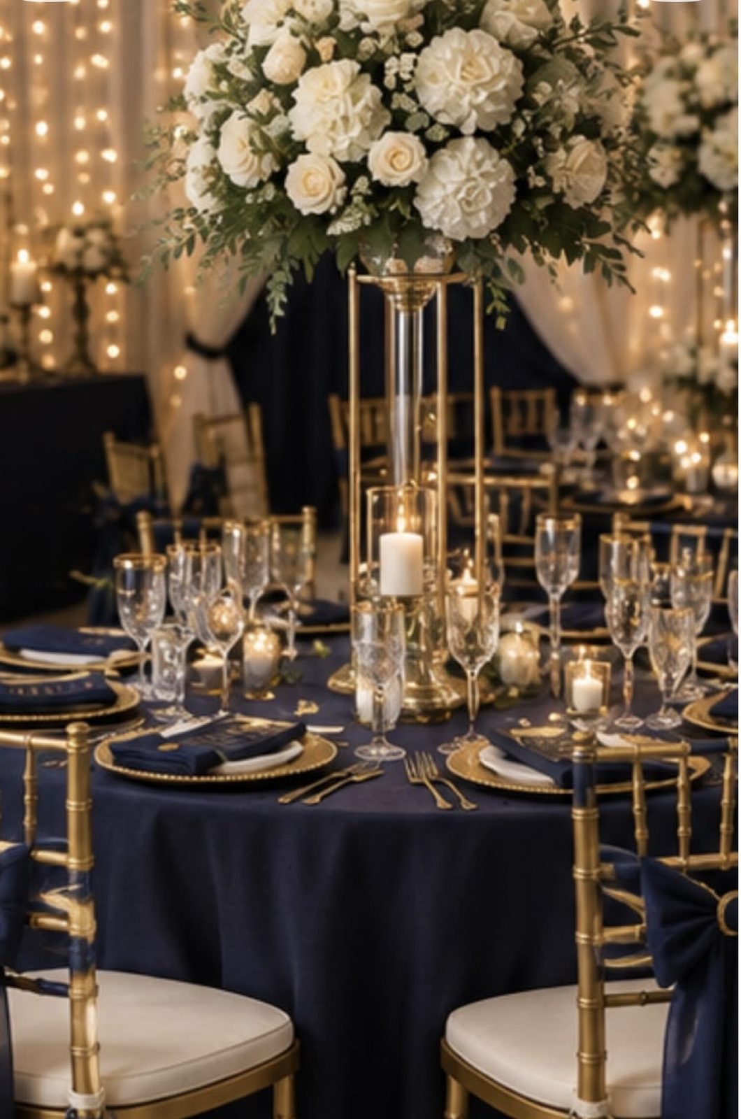 Navy & Gold Tall Centerpiece